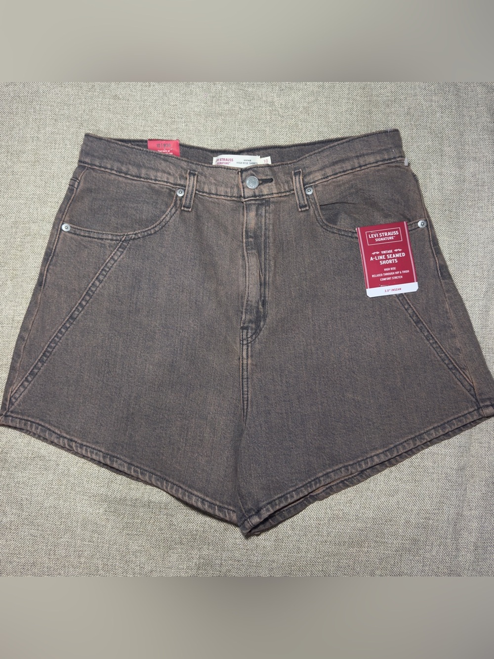 Levi Strauss Signature Vintage A-Line Seamed Shorts Brown Size 10 W30